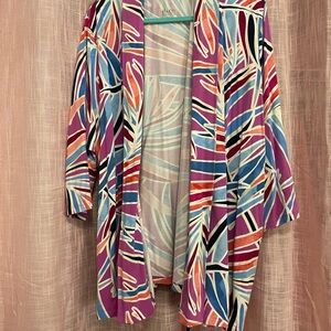 d&co. Beach Striped Top in Teal, Lavender, Blue with coral touches